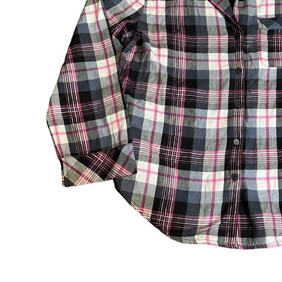 Victoria’s Secret Plaid Long Sleeve Pajama Top Womens Size XS Red White - Picture 4 of 5